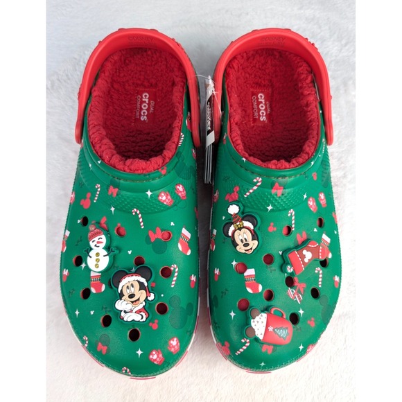2024 Mickey & Minnie Mouse Christmas Crocs Lined Classic Mens 12 Womens 14 NWT‎ - Picture 1 of 6